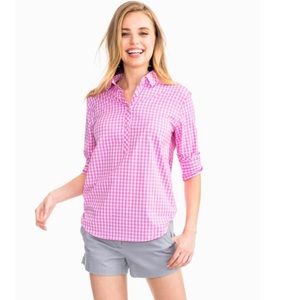 Southern Tide Pink Gingham Popover